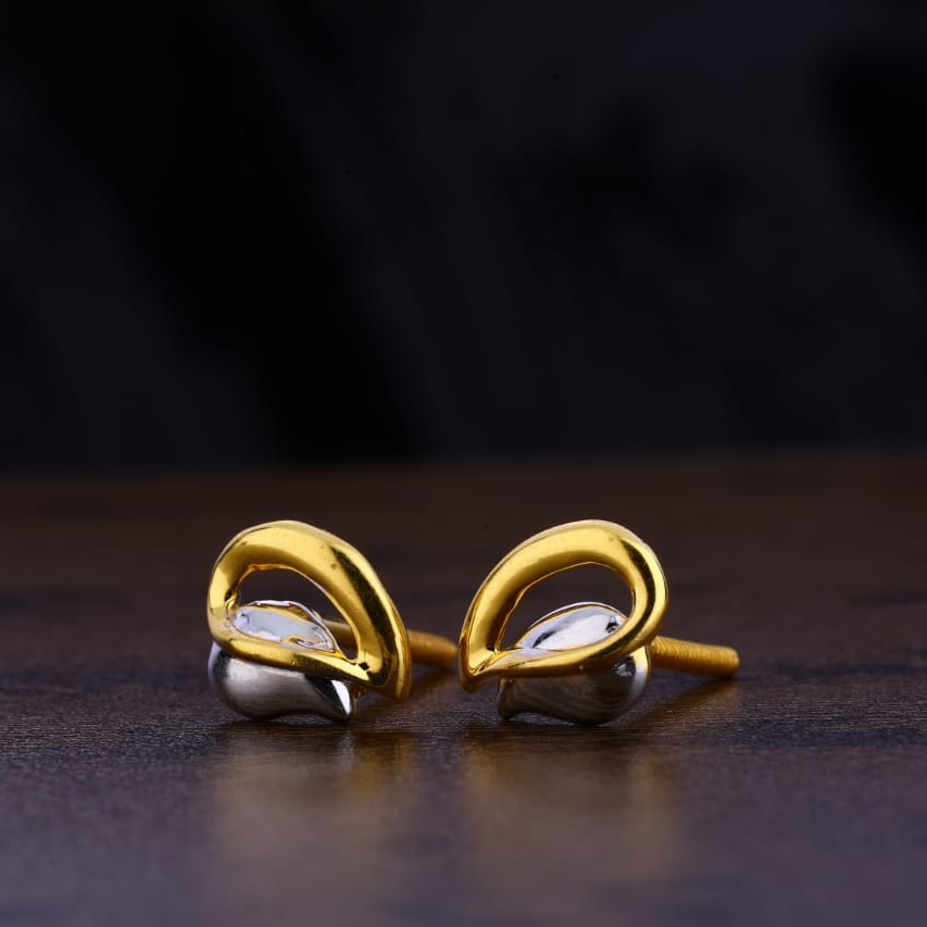 916 Gold CZ Ladies Plain Earring LPE244