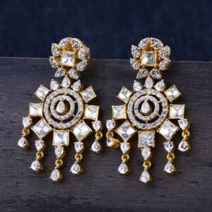 916 Gold CZ Women's Delicate Hallmark  Jhummar Earring  LJE338