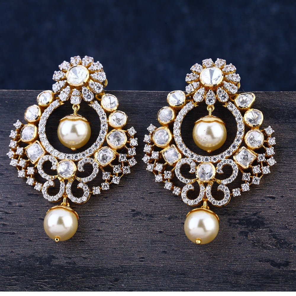 916 Gold CZ Women's Classic Hallmark  Jhummar Earring  LJE336