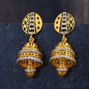 916 Gold CZ Women's Hallmark  Jhummar Earring  LJE290