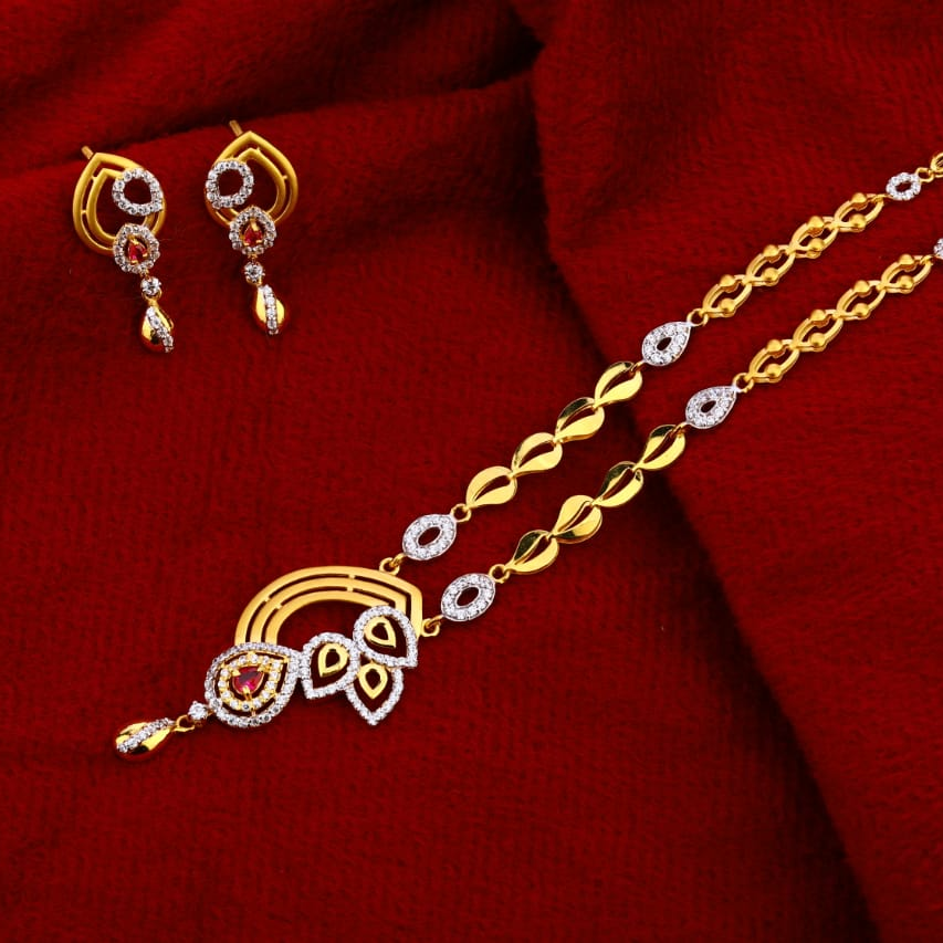 916 Gold CZ Fancy Ladies Chain Necklace set CN254