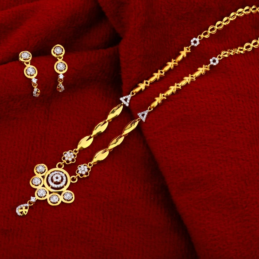 916 Gold CZ Exclusive Ladies Chain Necklace set CN251