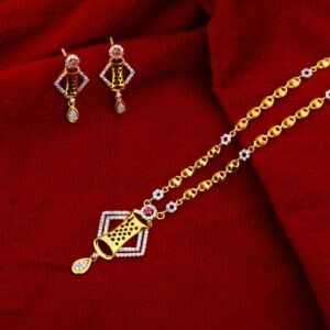 916 Gold CZ Classic Ladies Chain Necklace set CN253