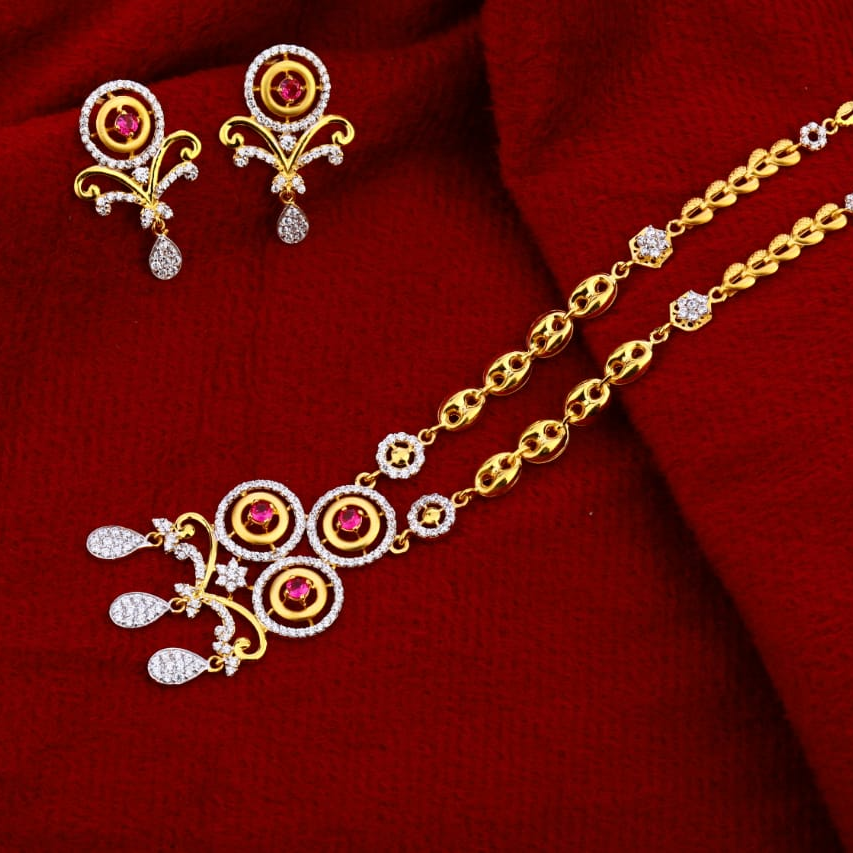 916 Gold Hallmark Fancy Ladies Chain Necklace set CN268