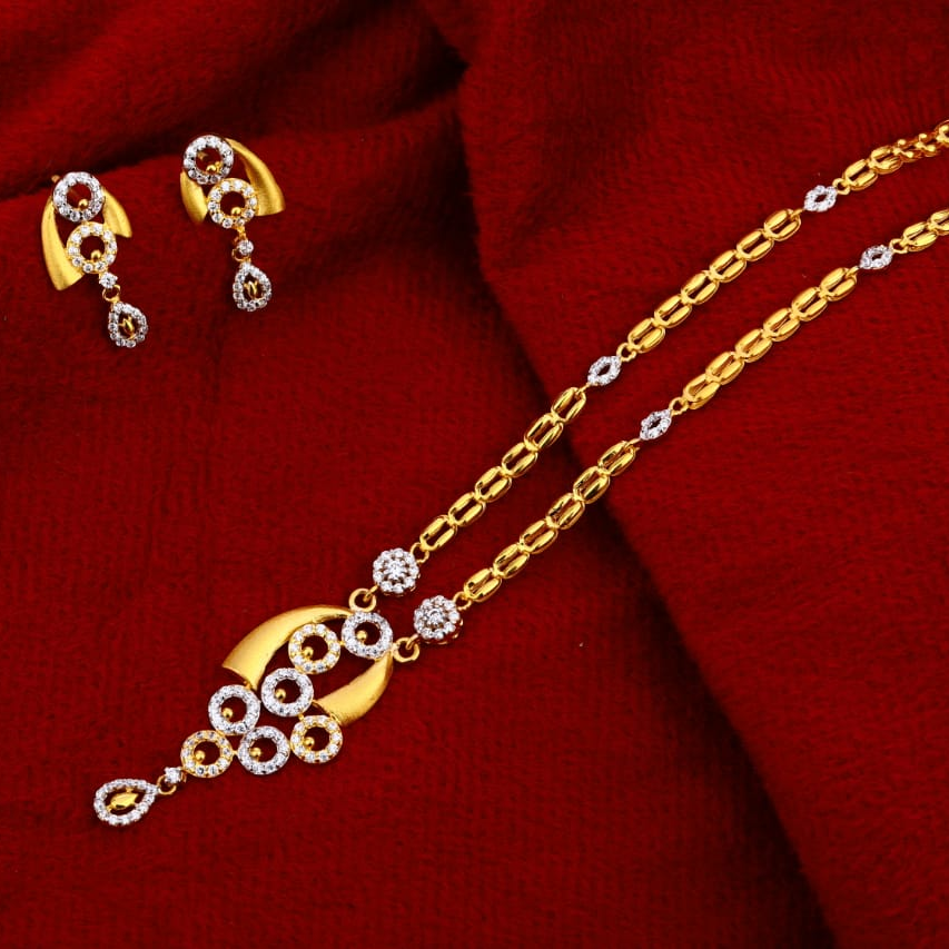916 Gold Ladies Designer Chain Necklace set CN272 - Image 2