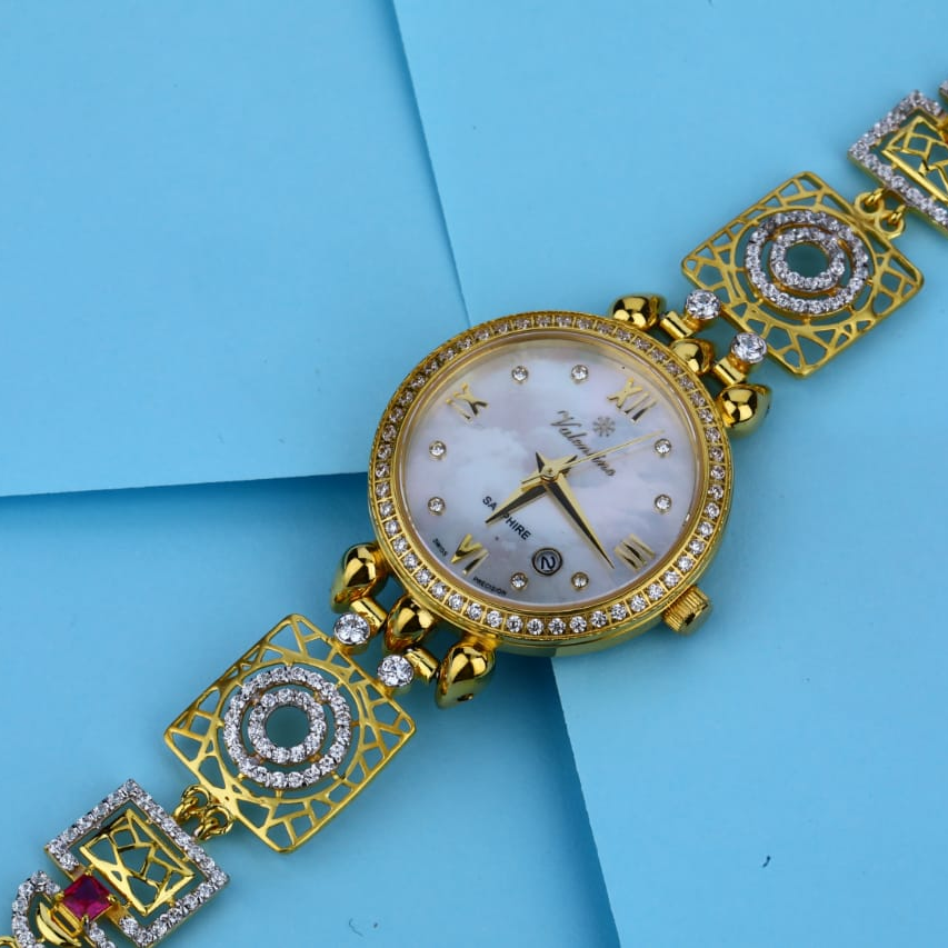 750 Rose Gold CZ Designer Ladies Watch LW05