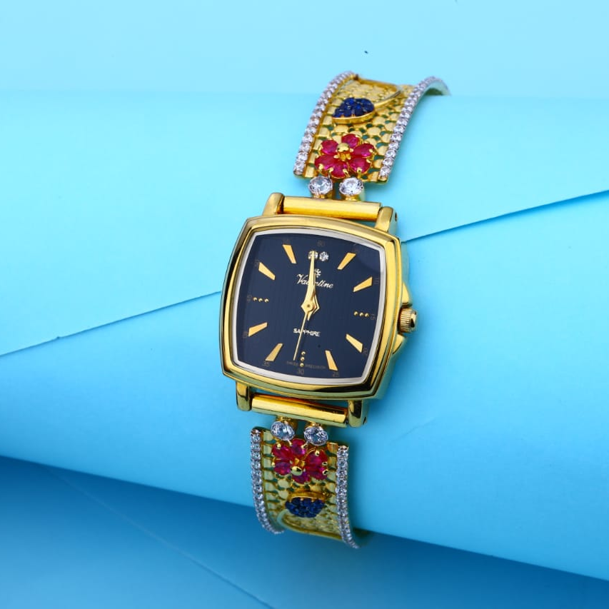750 Rose Gold Hallmark Stylish Ladies Watch LW12