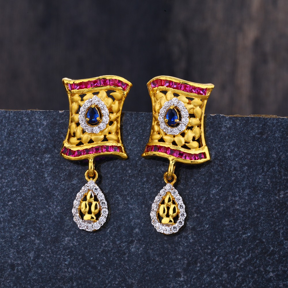 22CT CZ Gold Ladies fancy Jhummar Earring LJE279