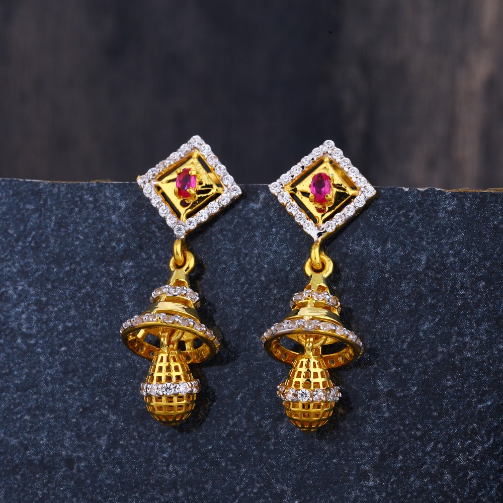 22CT CZ Gold Ladies Designer Jhummar Earring LJE276
