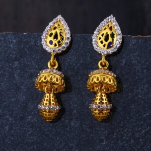 22KT  CZ Gold Women's Delicate Hallmark Jhummar Earring LJE269