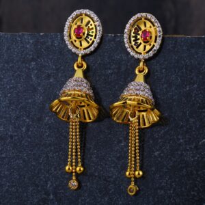 22KT  CZ Gold Women's Designer Hallmark Jhummar Earring LJE268