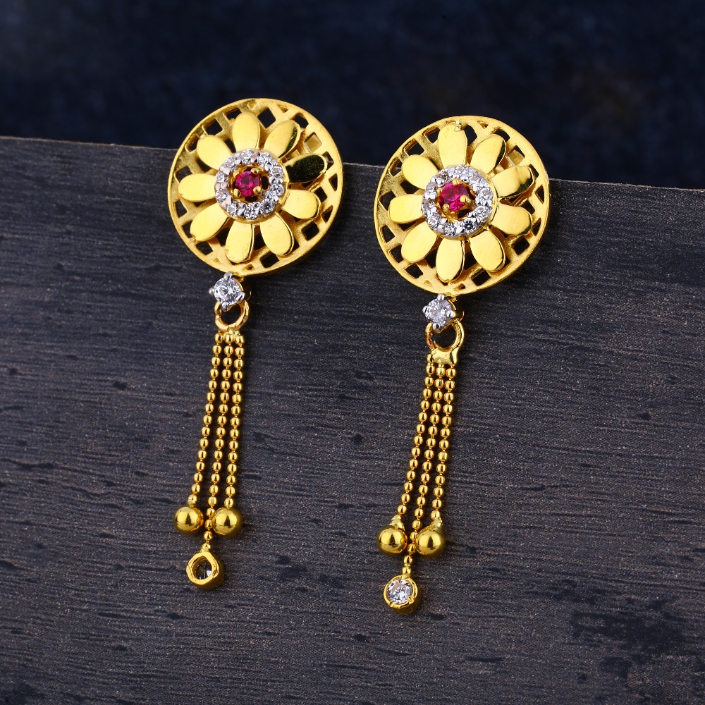 22KT  CZ Gold Stylish Jhummar Earring LJE335