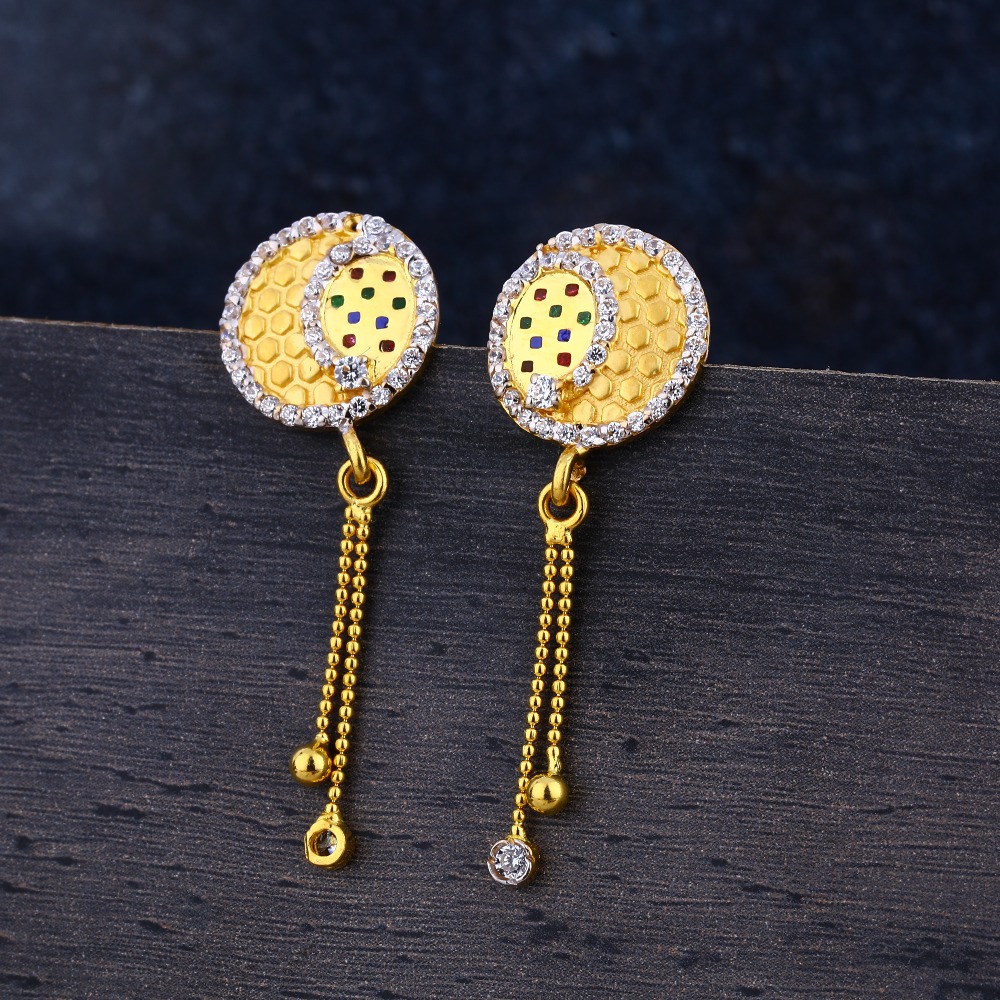 22KT  CZ Gold Delicate  Jhummar Earring LJE331