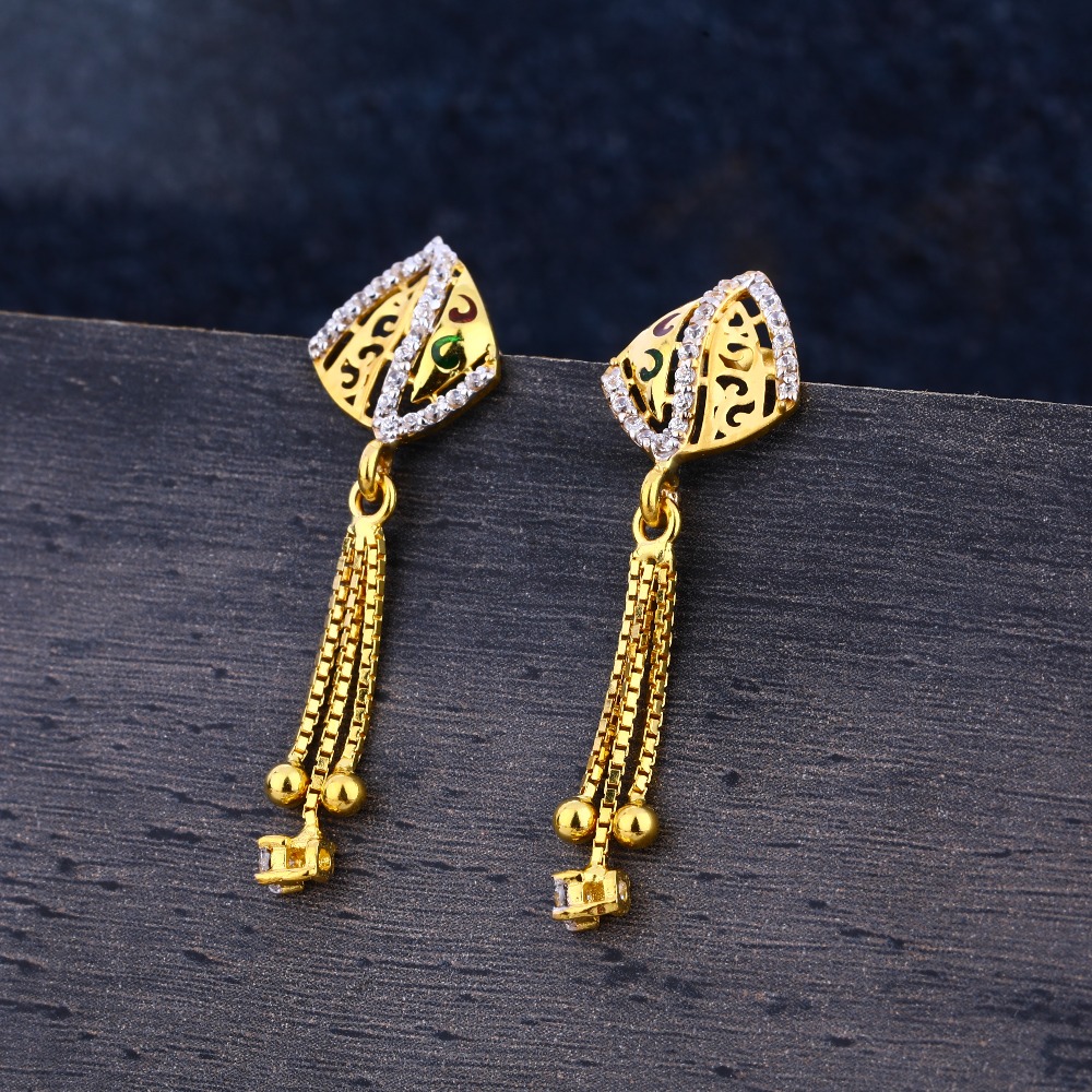 916 Cz Gold Women's Fancy Hallmark Jhummar Earring LJE326