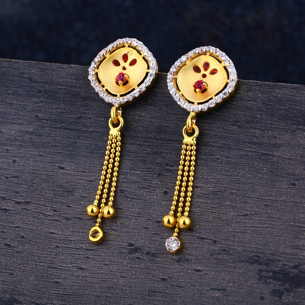 916 cz gold women's Exclusive hallmark jhummar earring lJE324