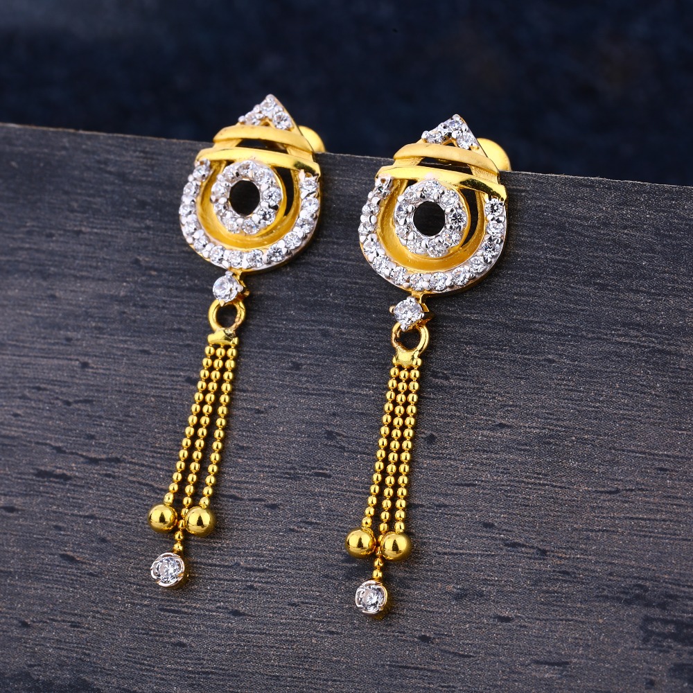 916 CZ Gold Women's Designer Hallmark Jhummar Earring LJE322