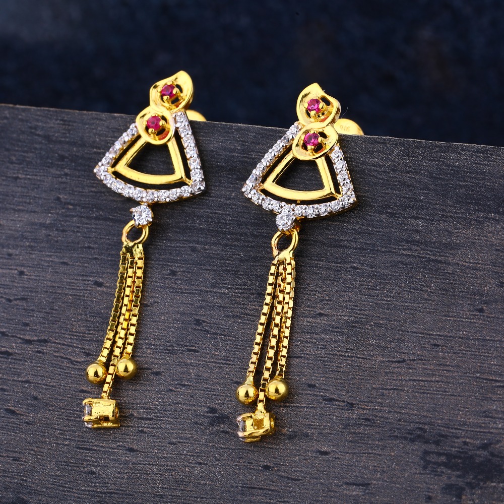 916 CZ Gold Women's Hallmark Jhummar Earring LJE320