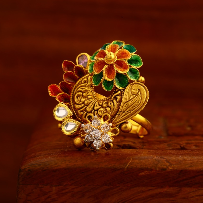 22CT Gold CZ Hallmark Antique Stylish Ladies Ring LAR224