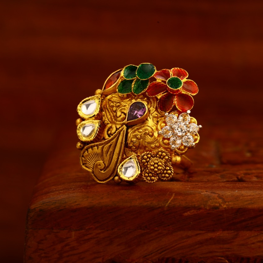 22CT Gold CZ Hallmark Antique Gorgeous Ladies Ring LAR223