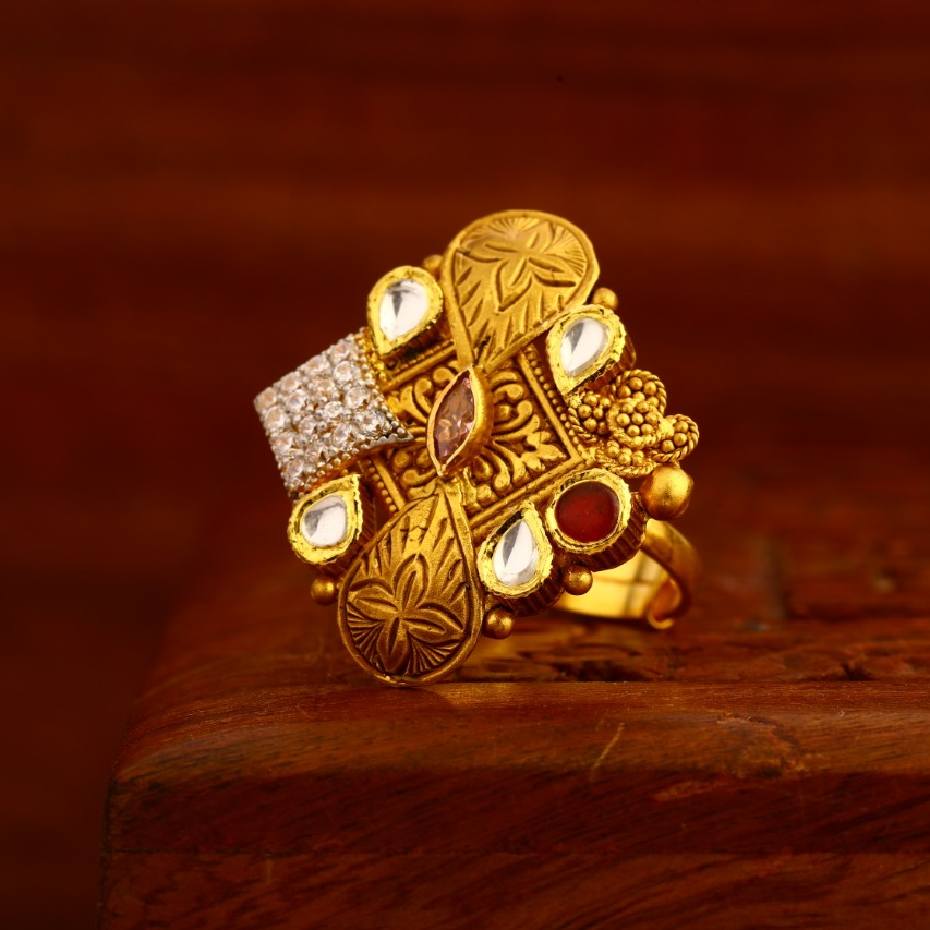 22CT Gold CZ Hallmark Antique Classic Ladies Ring LAR218