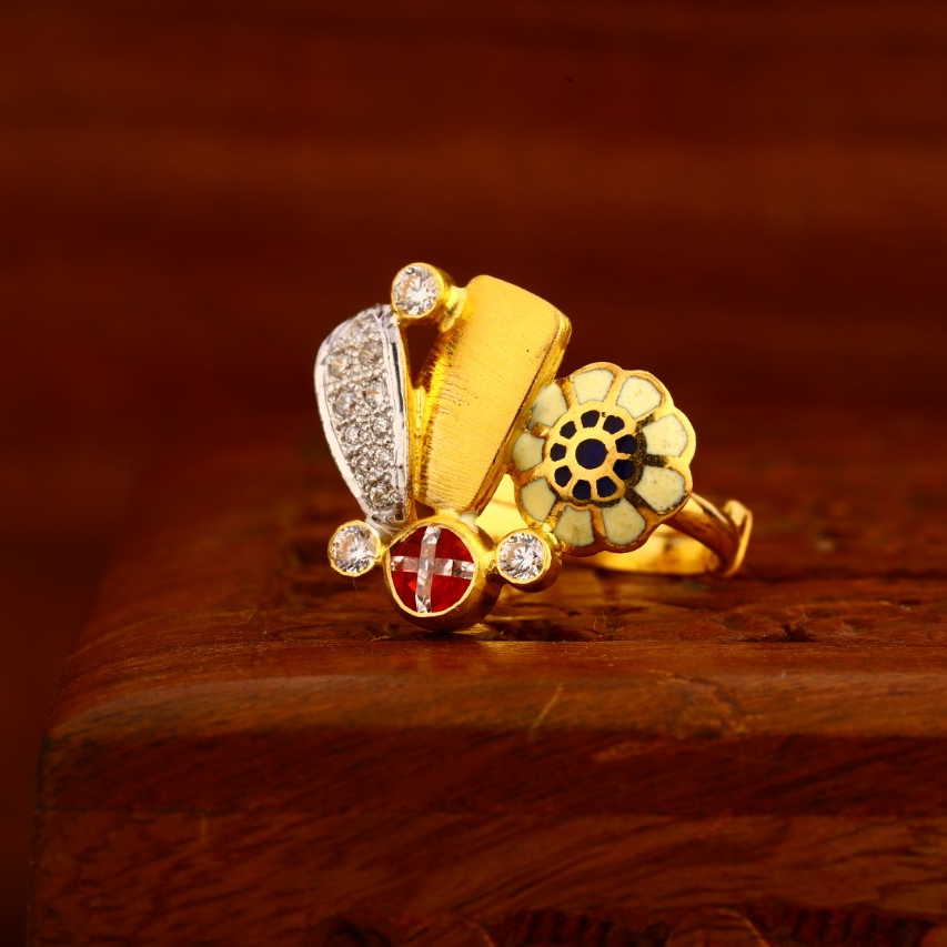 22CT Gold CZ Antique Stylish Ladies Ring LAR210