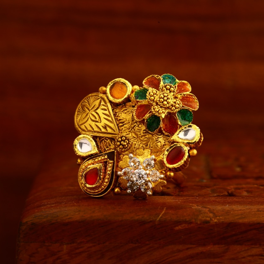 22KT Gold CZ Hallmark Antique Exclusive Ladies Ring LAR178