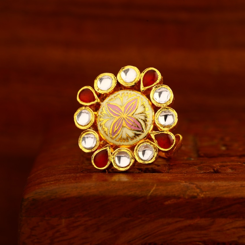 22KT Gold CZ Hallmark Antique Delicate Ladies Ring LAR177