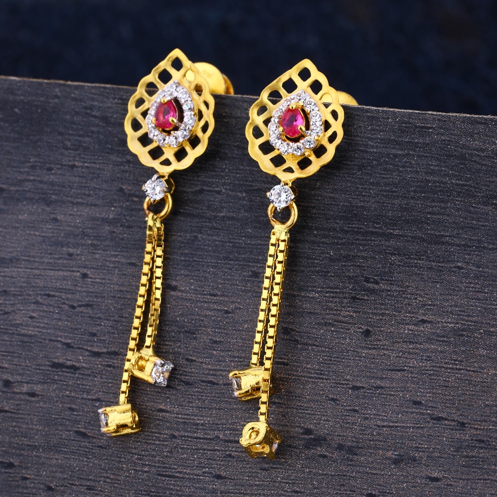 916 Gold CZ Women's hallmark Jhummar Earring LJE315