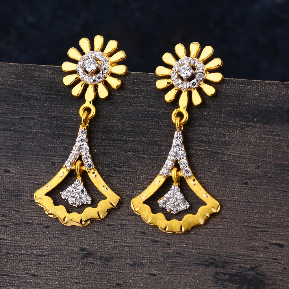 22CT Gold CZ Women's Stylish Hallmark  Jhummar Earring LJE306