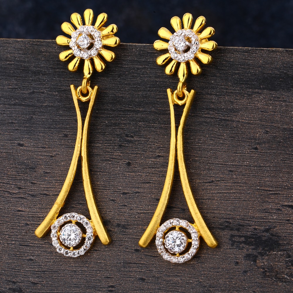 22CT Gold CZ Women's Gorgeous Hallmark  Jhummar Earring LJE305