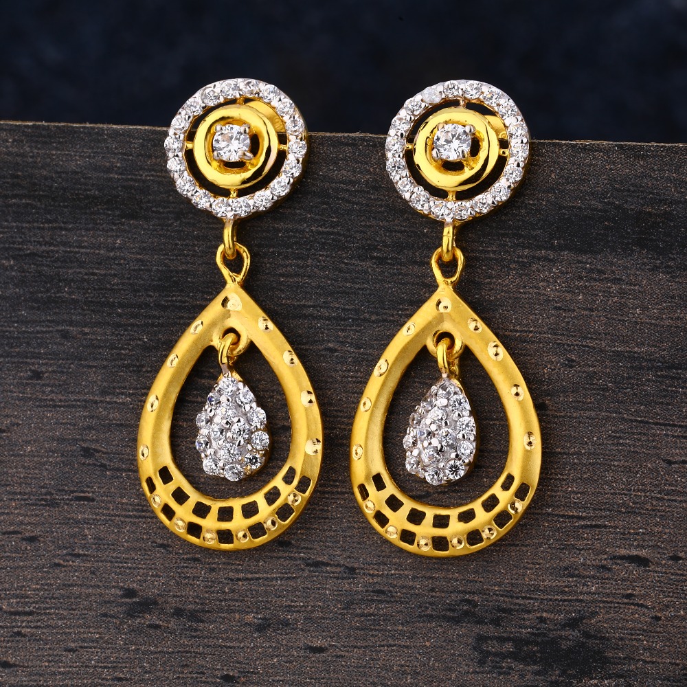 22CT Gold CZ Women's Exclusive Hallmark  Jhummar Earring LJE303