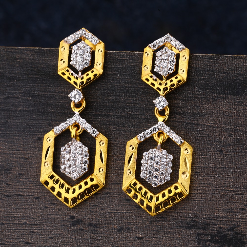 22CT Gold CZ Women's Designer Hallmark  Jhummar Earring LJE301