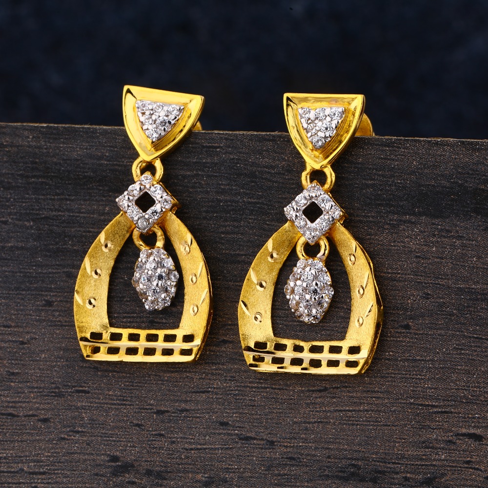 22CT Gold CZ Women's Classic Hallmark  Jhummar Earring LJE300
