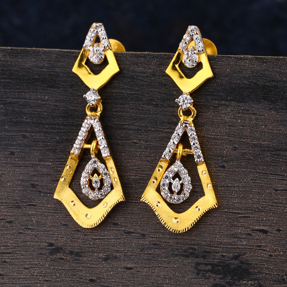 22CT Gold CZ Women's Hallmark  Jhummar Earring LJE299