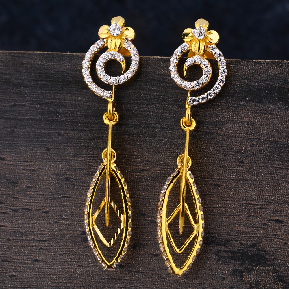 22CT Gold CZ Ladies Designer  Jhummar Earring LJE293