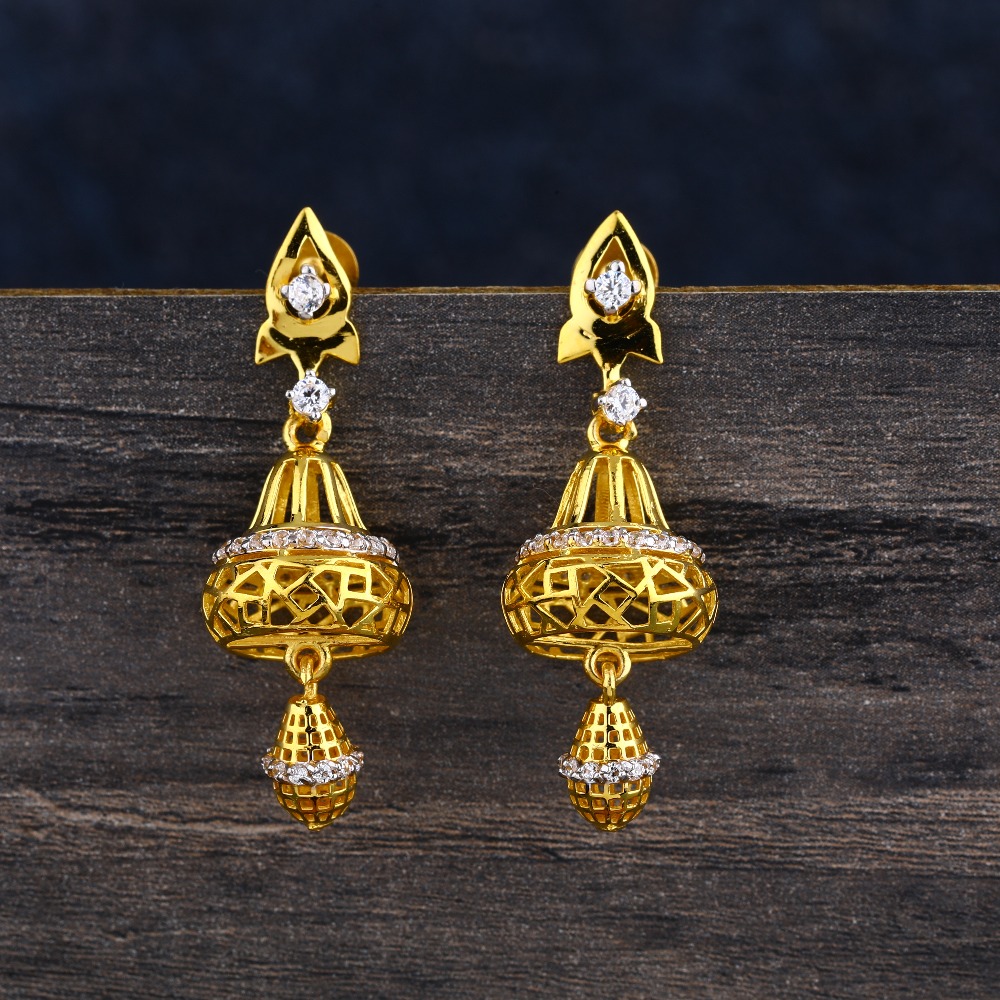 22KT CZ  Gold Hallmark gorgeous Women's  Jhummar Earring LJE374