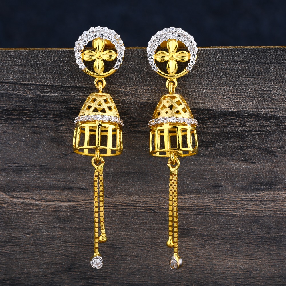 22KT CZ  Gold Ladies stylish  Jhummar Earring LJE362