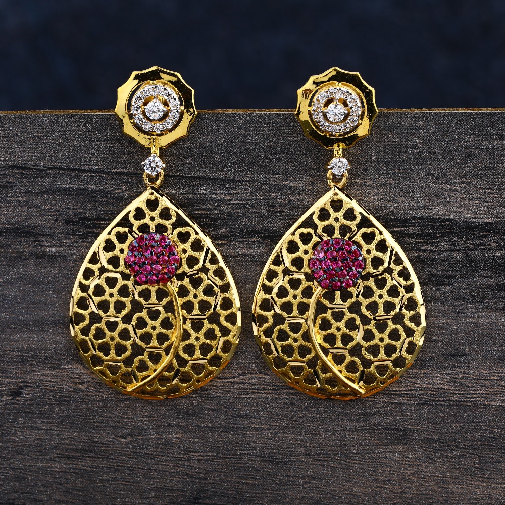 22KT CZ  Gold Ladies Delicate   Jhummar Earring LJE358