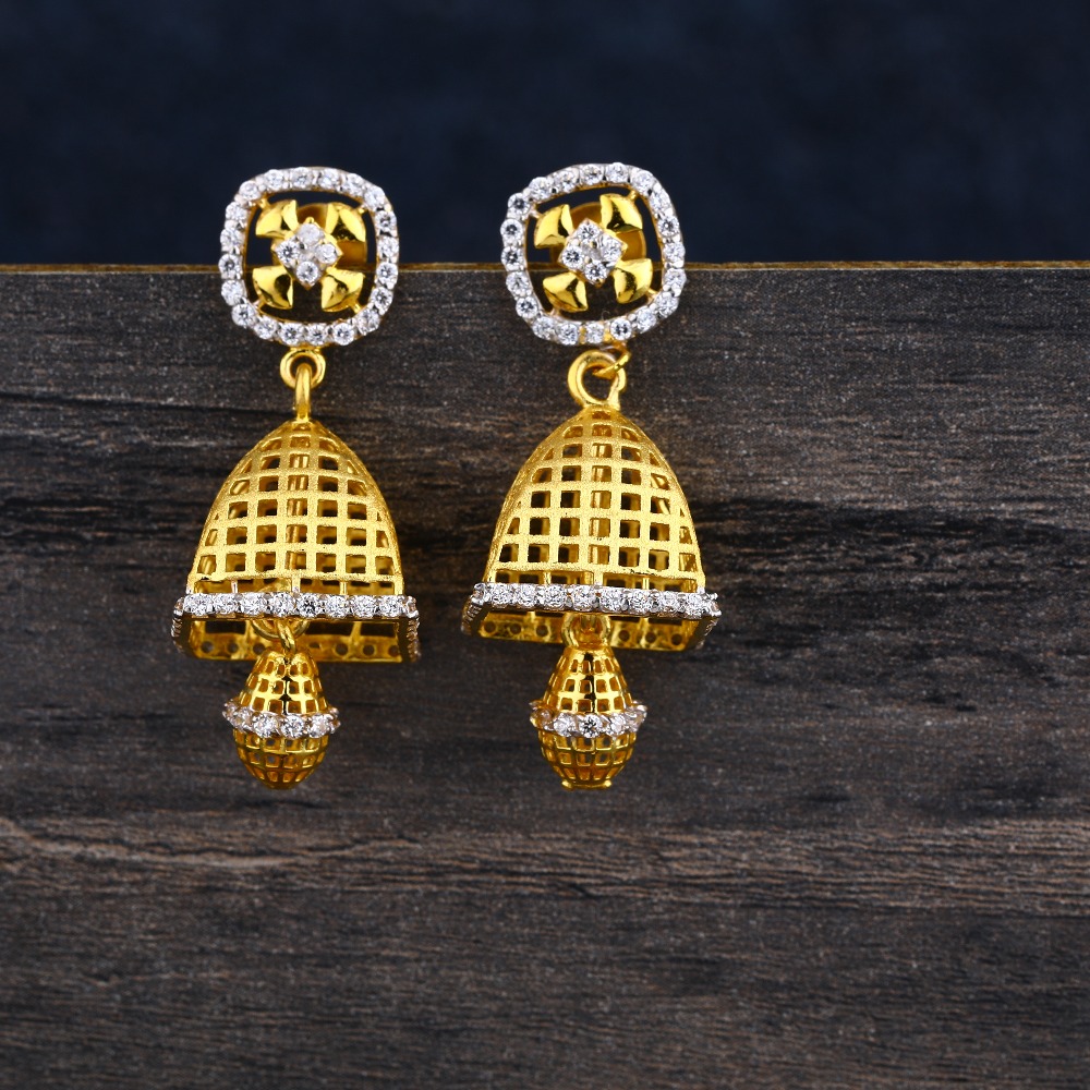 22KT CZ  Gold Ladies Classic Jhummar Earring LJE356