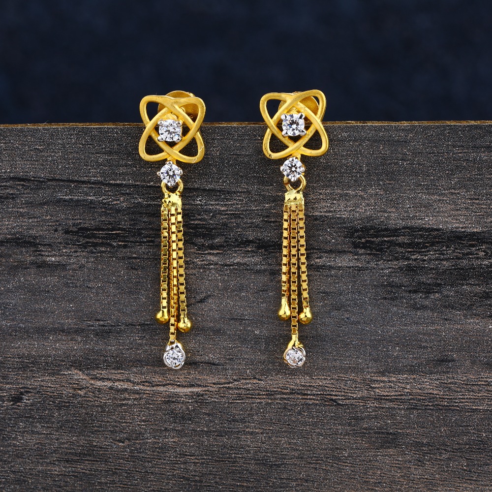 22KT CZ  Gold ladies Jhummar Earring LJE355