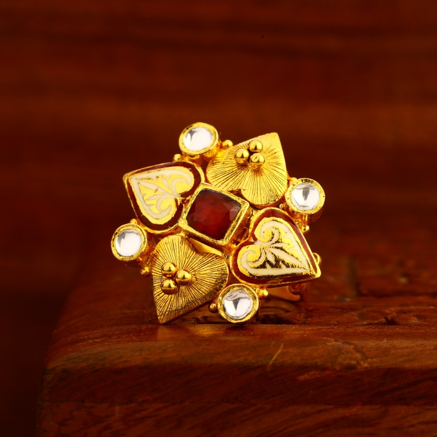 22KT Gold CZ Antique Delicate Ladies Ring LAR170