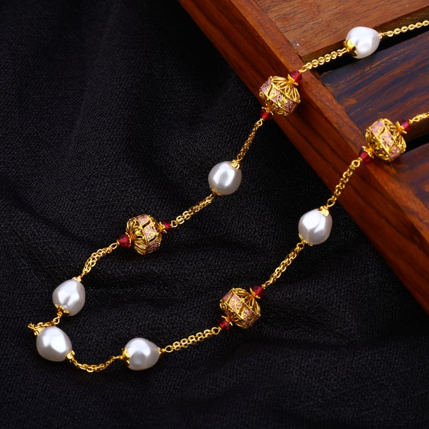 916 Gold CZ Ladies Stylish Moti Mala AC194