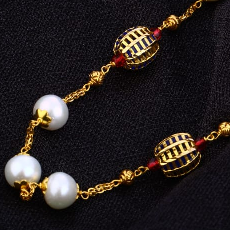 916 Gold CZ Ladies Delicate Moti Mala AC189 - Image 2