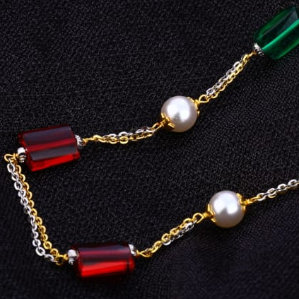 916 Gold Hallmark Ladies Exclusive Moti Mala AC204 - Image 2