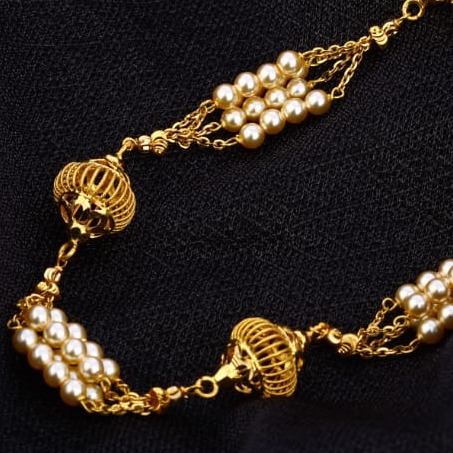 916 Gold Ladies Delicate Moti Mala AC199 - Image 2