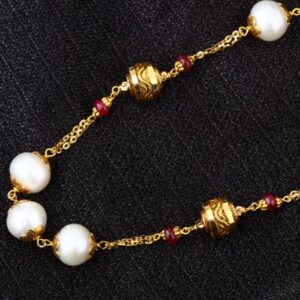 916 Gold CZ Hallmark Antique Fancy Ladies Chainmala AC244