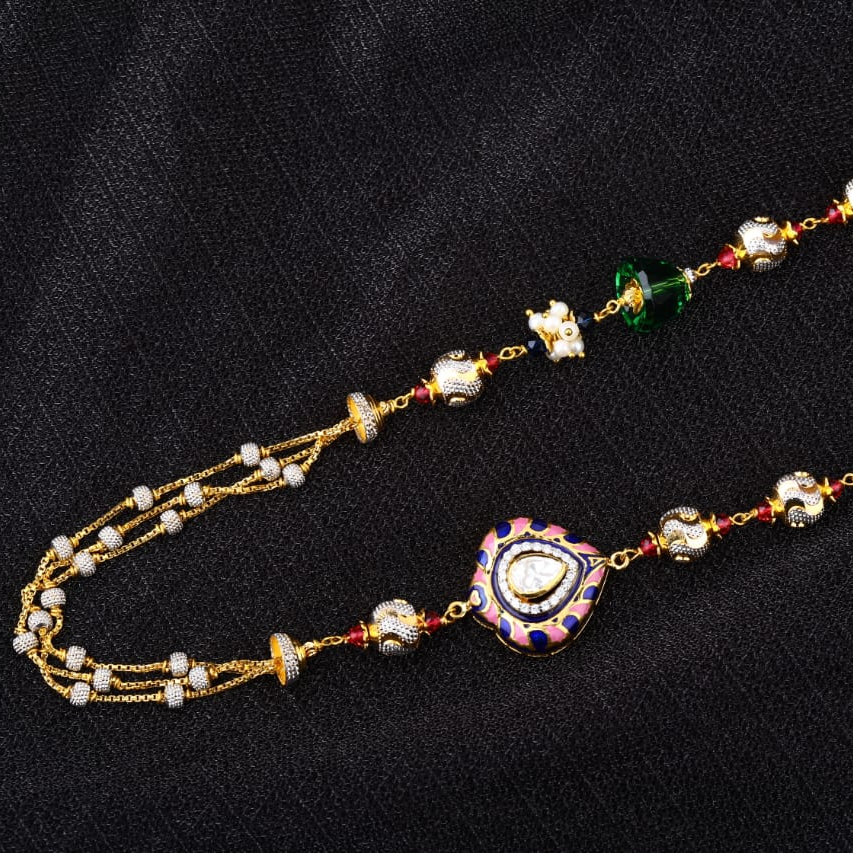 916 Gold CZ Hallmark Antique Designer Ladies Chainmala AC249