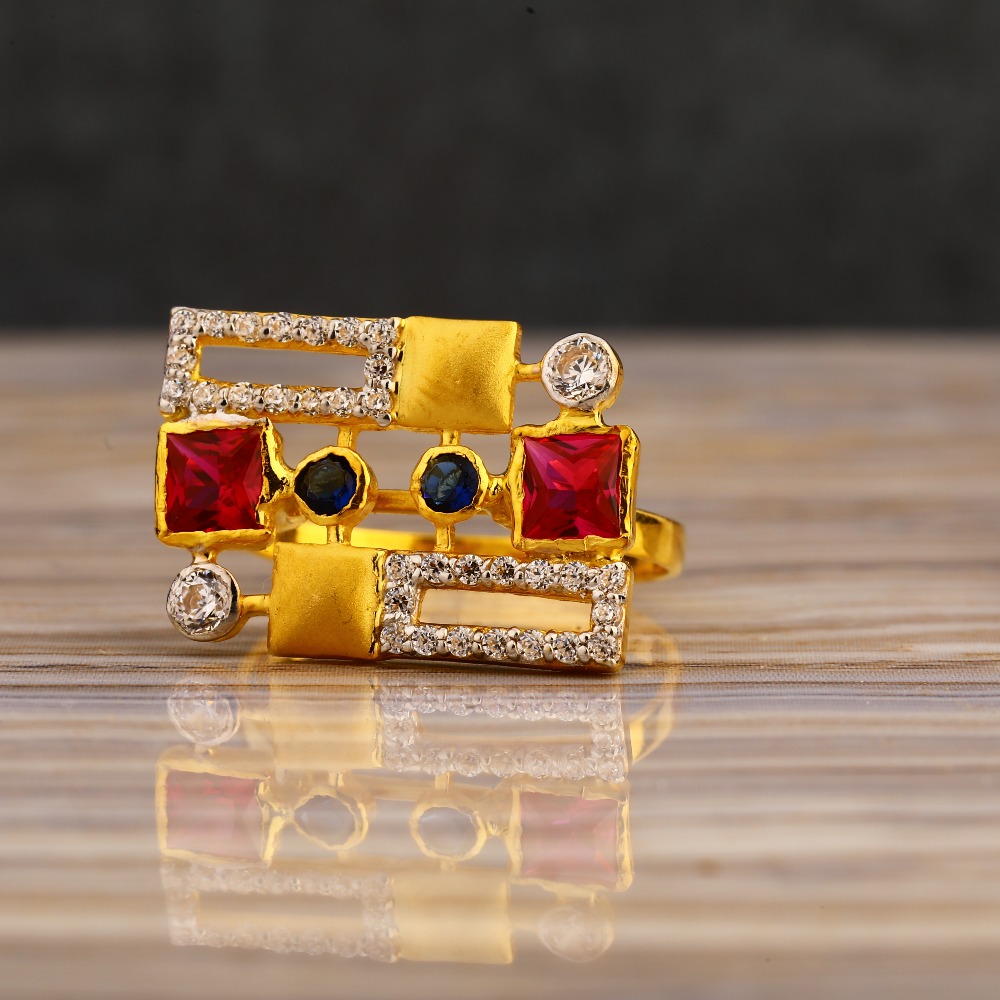 22CT Gold CZ Ladies Stylish  Long Ring LLR351