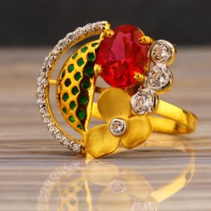 22CT Gold CZ Ladies Designer Long Ring LLR346