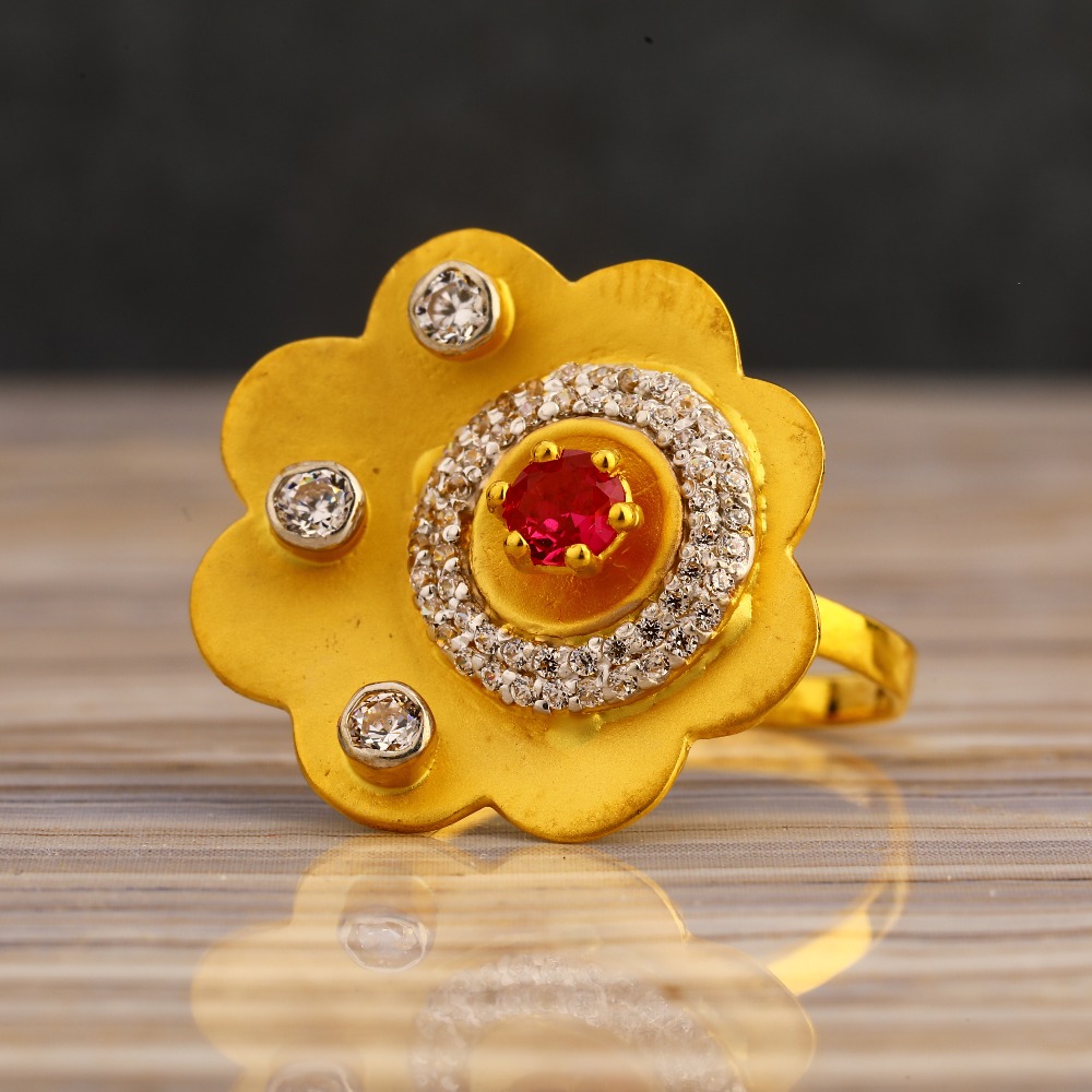 22CT Gold CZ Ladies Classic Long Ring LLR345